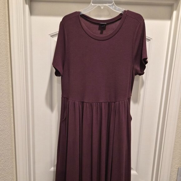 Midi mauve dress with pockets - Picture 1 of 3